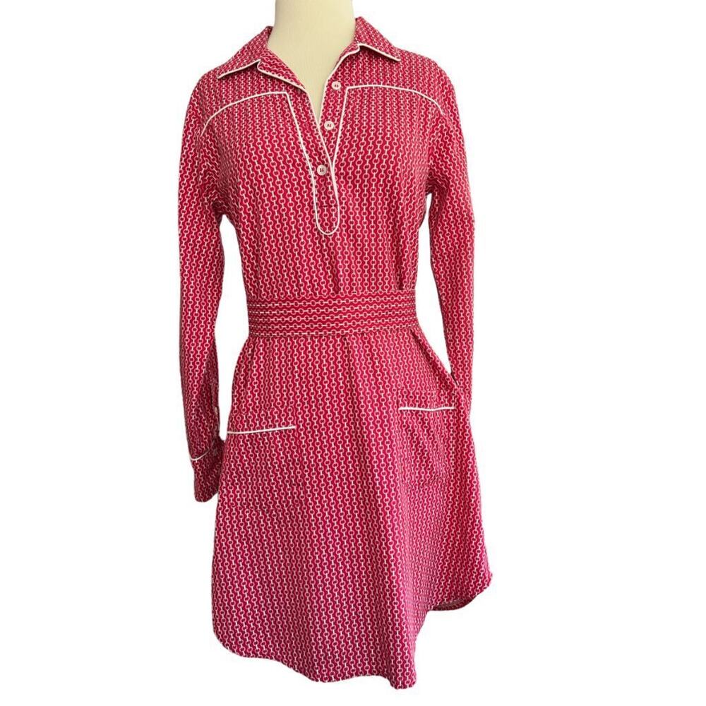 4 Kayce Hughes Shirt Dress Pink Links Belted Retro